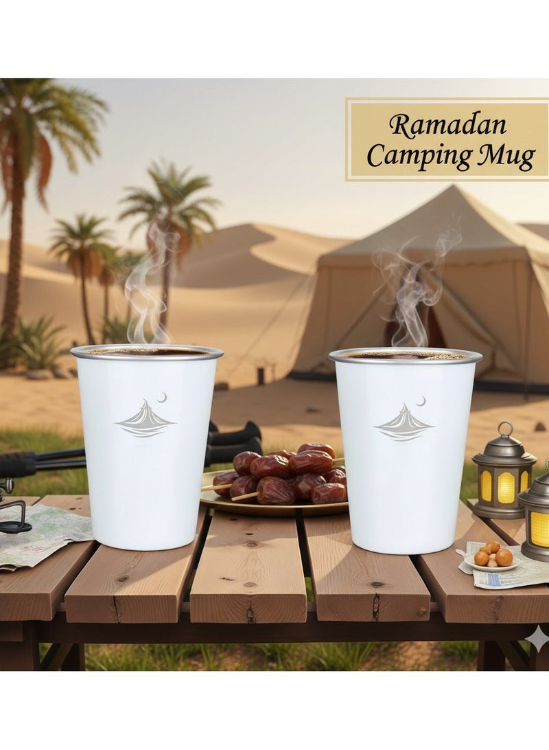 Ramadan Stainless Steel Camping Mug - Crescent & Tent Design, Insulated for Arabic Coffee/Tea - Image 1